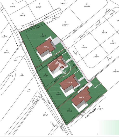 Predaj pozemku na výstavbu 4 RD so sieťami a komunikáciou v atraktívnej lokalite Rača - Popolná ul.