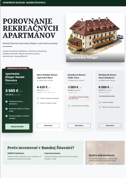 Nové Apartmány na predaj - Tajch Klinger - Banská Štiavnica